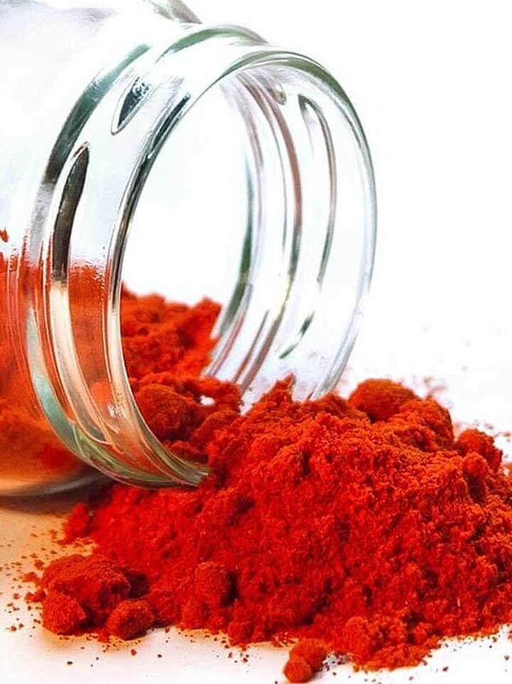 Glass container with powder