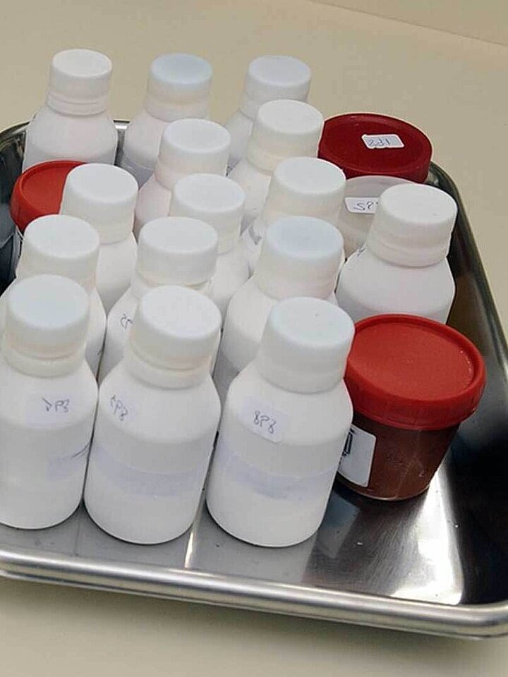 Tins with pure chemicals