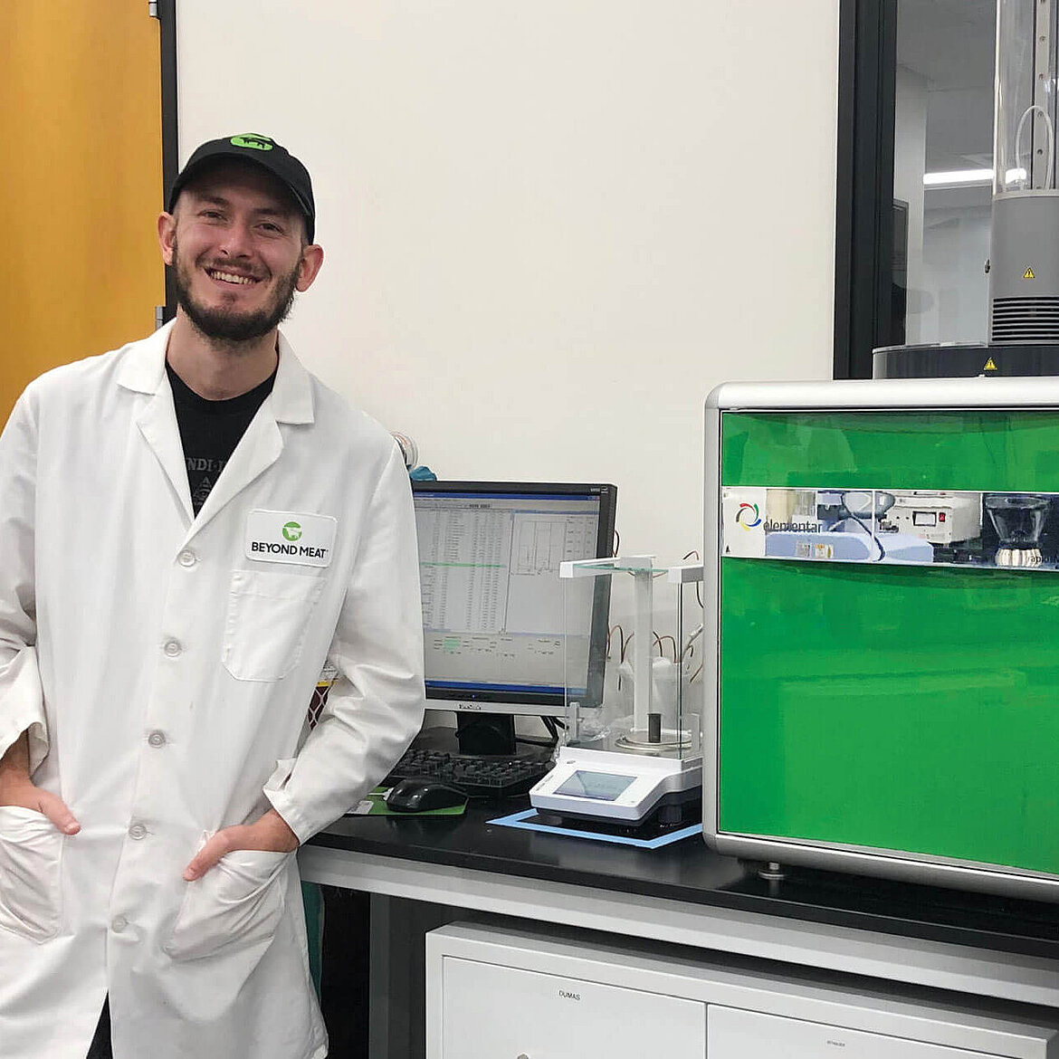 Dr Lee with the rapid MAX N exceed nitrogen and protein analyzer