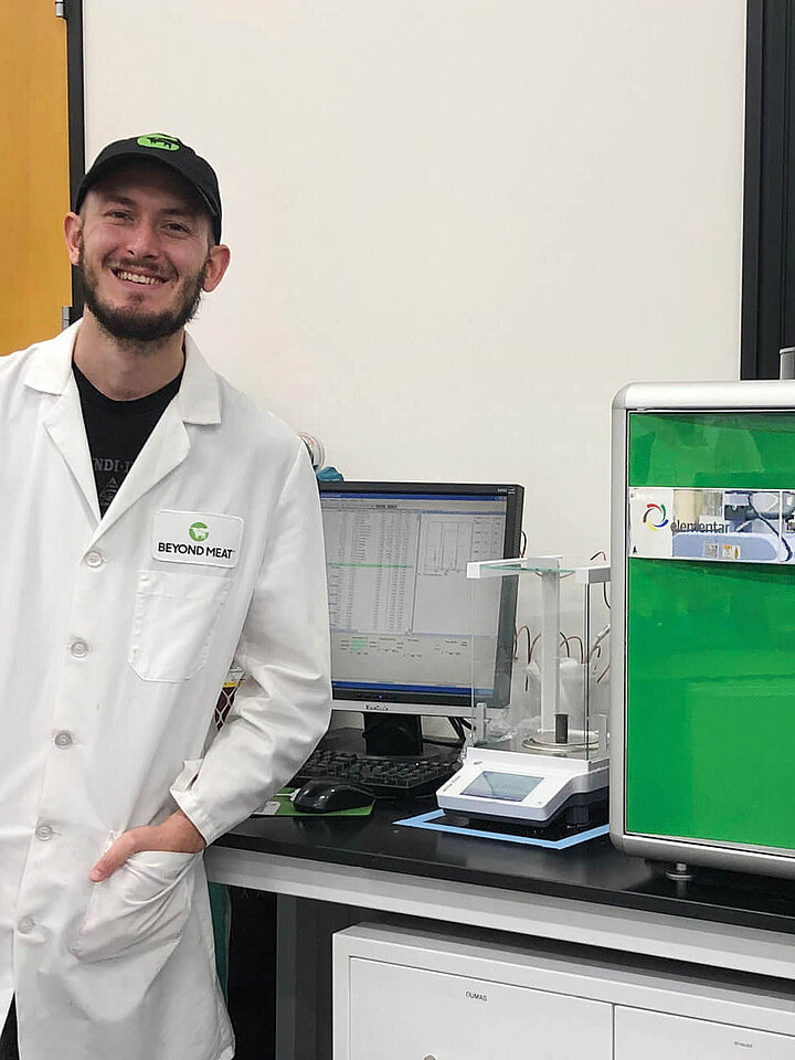 Dr Lee with the rapid MAX N exceed nitrogen and protein analyzer