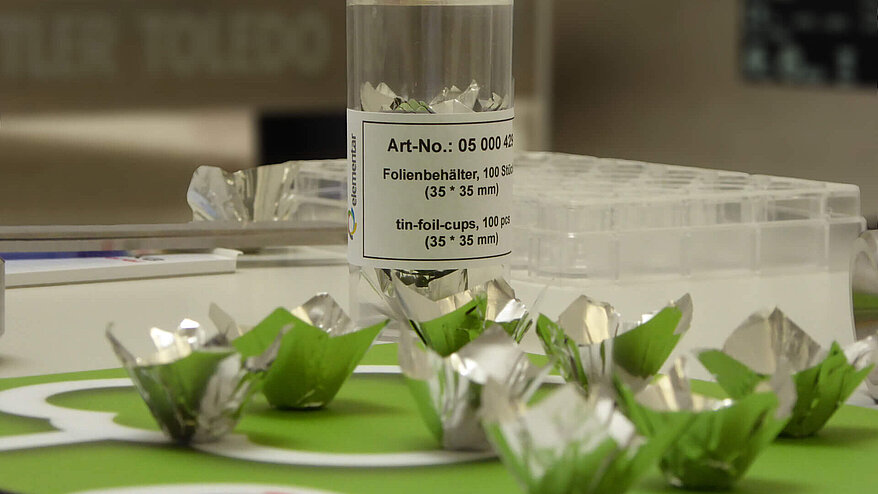 Tin foil cups for nitrogen and protein analysis with the rapid N exceed