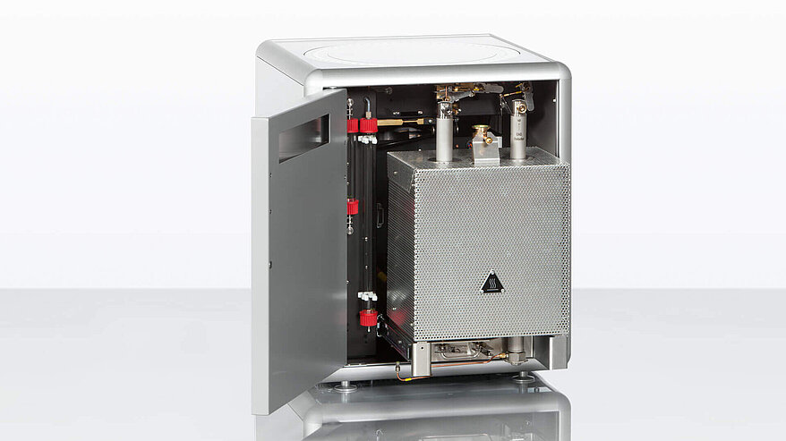 Nitrogen and protein analyzer rapid N exceed with open door and furnace slid out