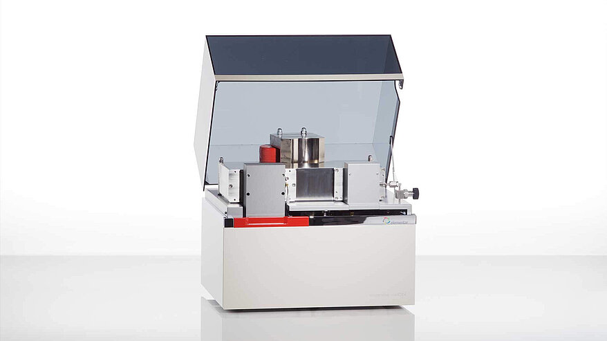 Isotope ratio mass spectrometer isoprime visION with open hood